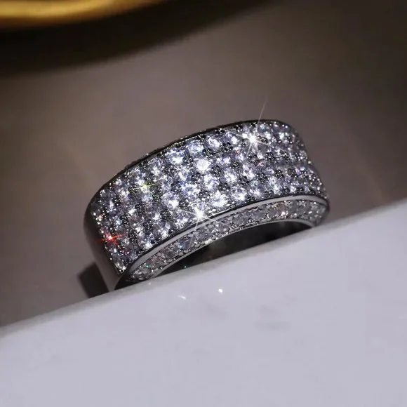 💛 925 Silver Plated Beautiful CZ Luxury Ring for Women Men, MLNN1176 - Picture 5 of 7